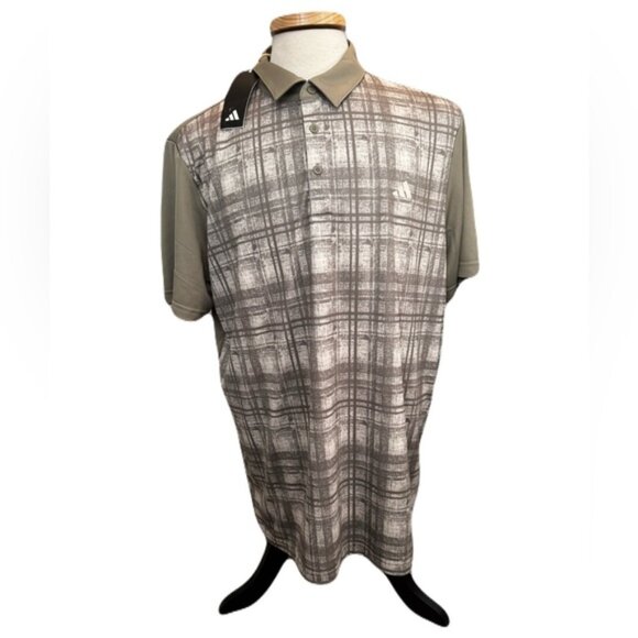 Adidas Men’s Golf Polo Pattern Gray White Size XL - Picture 1 of 9